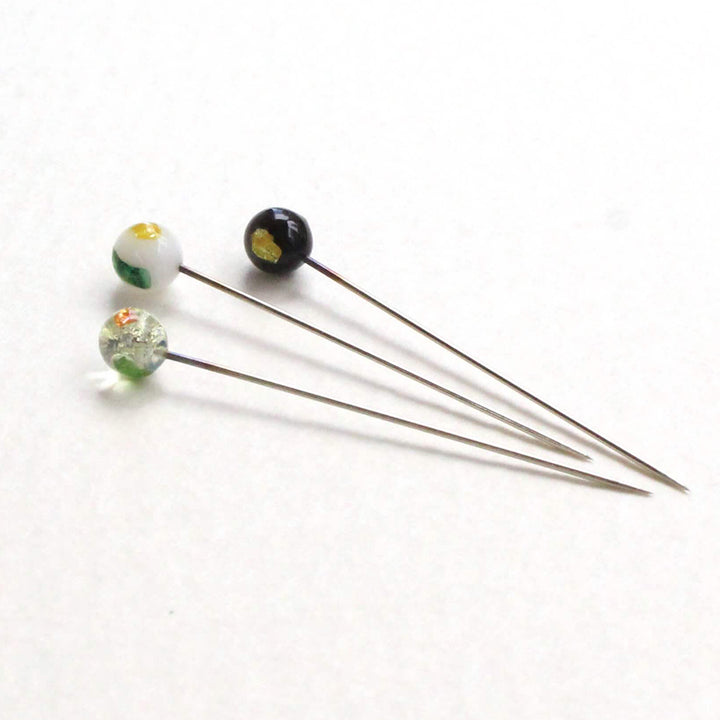 Masu Pincushion with Kokura Textile and Shippo Glass Sewing Pins