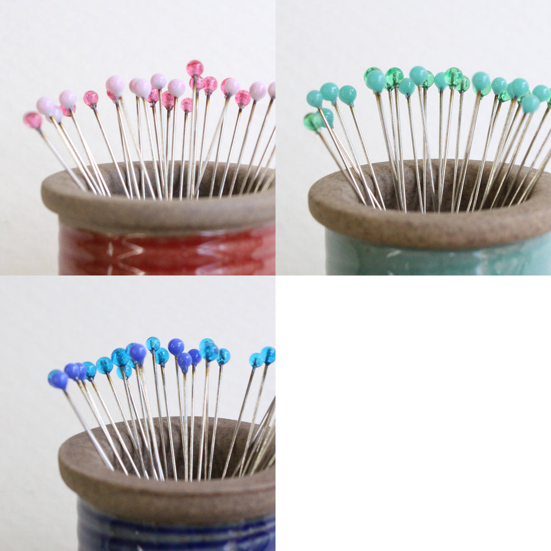Glass Sewing Pins in a Cherry-Wood Box