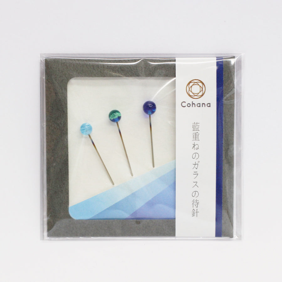 [Pre-order: Expected Arrival Mid-October] Glass Sewing Pins Indigo（45-467）