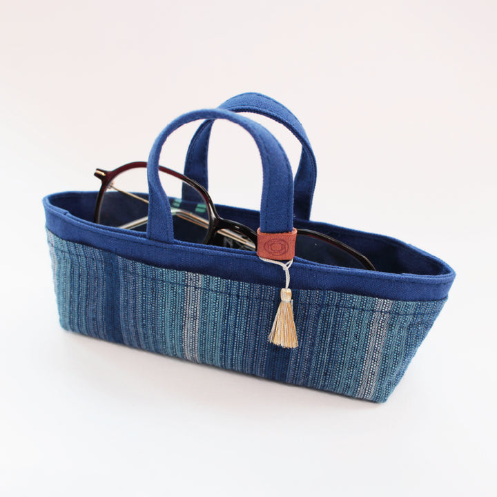 [Pre-order: Estimated Arrival in Mid-October] Mini Waxed Canvas Tote with Shijira-Ori – 紺藍 / 濃藍(Tote Only)