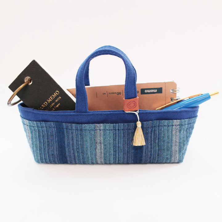 [Pre-order: Estimated Arrival in Mid-October] Mini Waxed Canvas Tote with Shijira-Ori – 紺藍 / 濃藍(Tote Only)