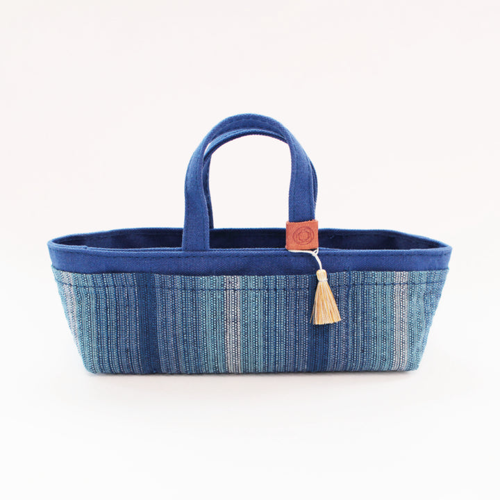 [Pre-order: Estimated Arrival in Mid-October] Mini Waxed Canvas Tote with Shijira-Ori – 紺藍 / 濃藍(Tote Only)