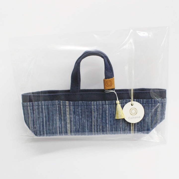 [Pre-order: Estimated Arrival in Mid-October] Mini Waxed Canvas Tote with Shijira-Ori – 紺藍 / 濃藍(Tote Only)