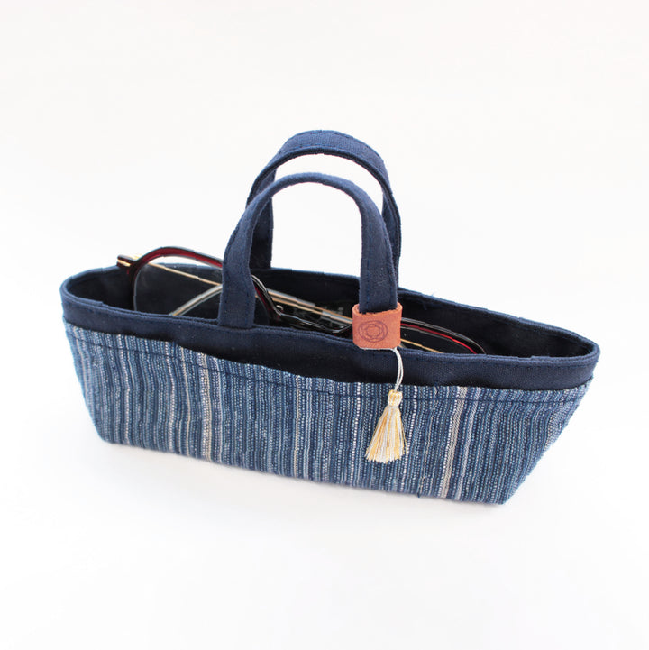[Pre-order: Estimated Arrival in Mid-October] Mini Waxed Canvas Tote with Shijira-Ori – 紺藍 / 濃藍(Tote Only)