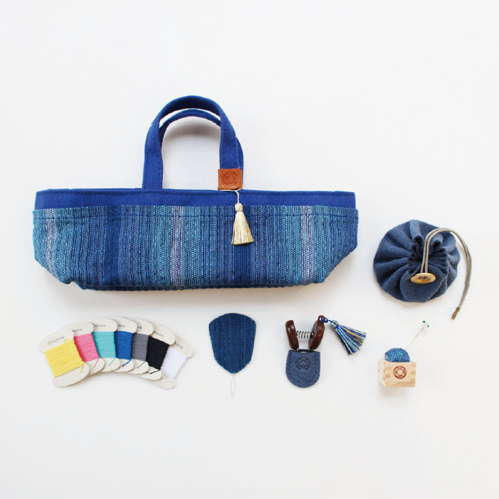 [Pre-order: Estimated Arrival in Mid-October] Mini Waxed Canvas Tote Sewing Set – 紺藍 / 濃藍