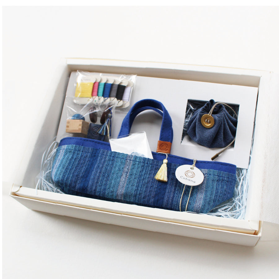 [Pre-order: Estimated Arrival in Mid-October] Mini Waxed Canvas Tote Sewing Set – 紺藍 / 濃藍