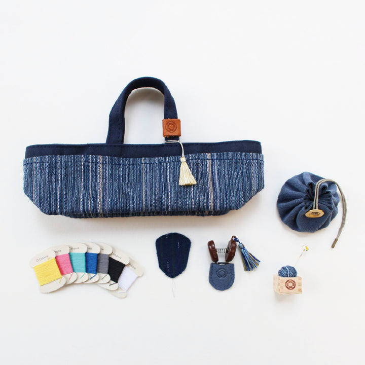 [Pre-order: Estimated Arrival in Mid-October] Mini Waxed Canvas Tote Sewing Set – 紺藍 / 濃藍