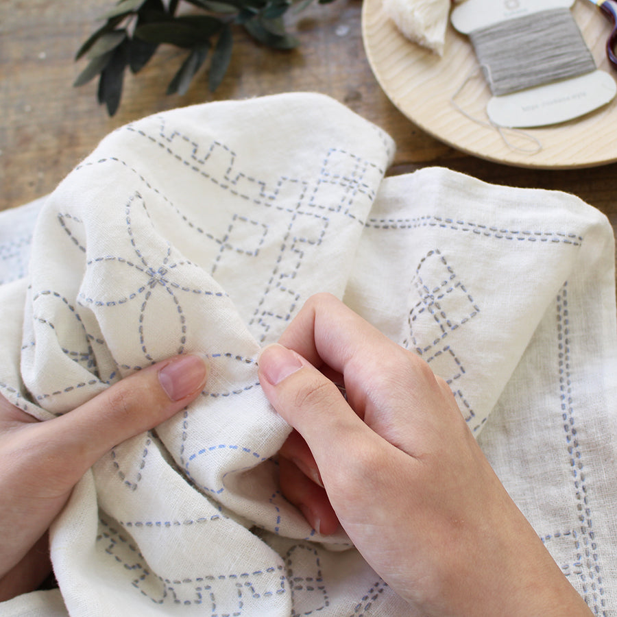 リネンクロスの刺し子キット 七宝つなぎ