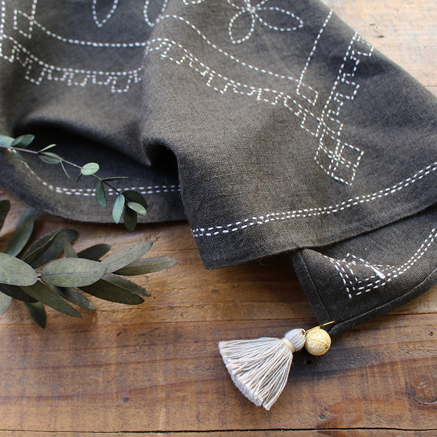 リネンクロスの刺し子キット 七宝つなぎ