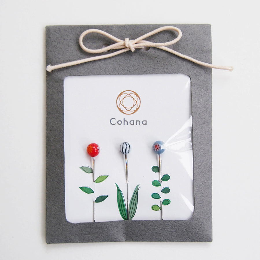 Gift Set : Tombo-dama Sewing Pins and Cypress Pincushion Necklace
